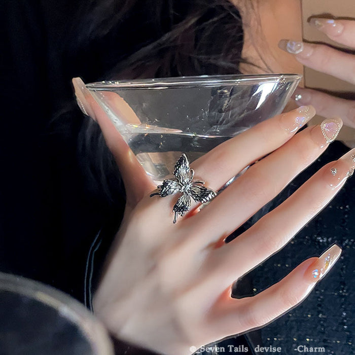 Wholesale Butterfly opening ring for women, niche trend, exquisite and high-end sense, index finger ring, fashionable and personalized