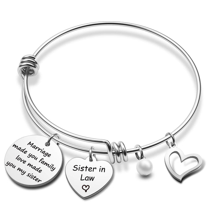 Wholesale Circular hanging tag bracelet, stainless steel heart engraved lettering pendant, round adjustable steel pearl pendant bracelet