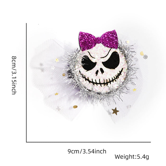Wholesale Halloween Party Hairpin Headwear Adult Children Ghost Festival Ghost Pumpkin Ghost Mesh Side Clip Hairpin
