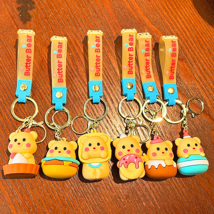 Wholesale Cartoon Silicone Butter Bear Doll Keychain JDC-KC-JuJi032