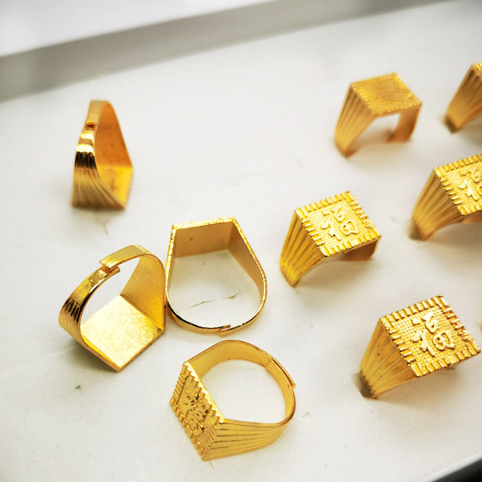 Wholesale 100pcs Imitation gold alloy gold-plated men' s ring open ring for fortune and luck