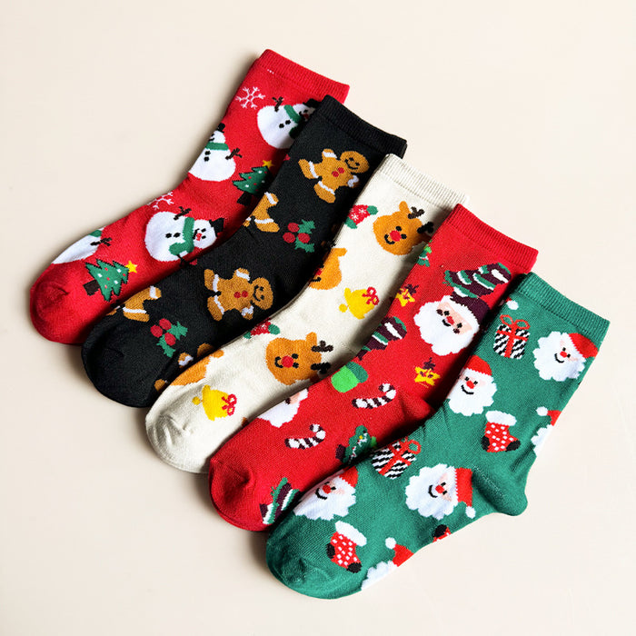 Wholesale 5pcs Autumn and winter fashion Christmas stockings  elk snowman gingerbread man cartoon stockings