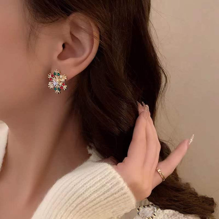 Wholesale Christmas Ornaments Diamond Snowflake Earrings