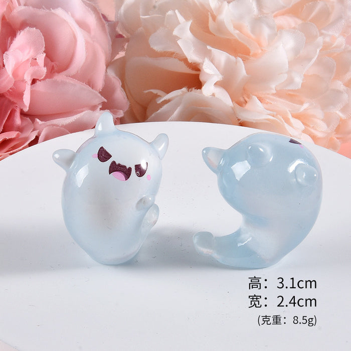Wholesale Resin Glow-in-the-Dark Ghost Cartoon Keychain Desk Decoration Birthday Gift MOQ≥3