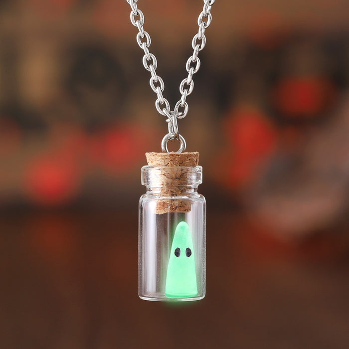 Wholesale  luminous ghost small pendant earrings necklace for women Luminous ghost exquisite drift bottle