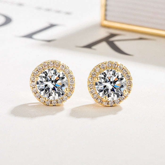 Wholesale Zircon Geometric Gold Women's Full Diamond Stud Earrings Set