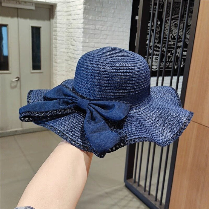 Wholesale Fashionable bow wave edge sunscreen hat