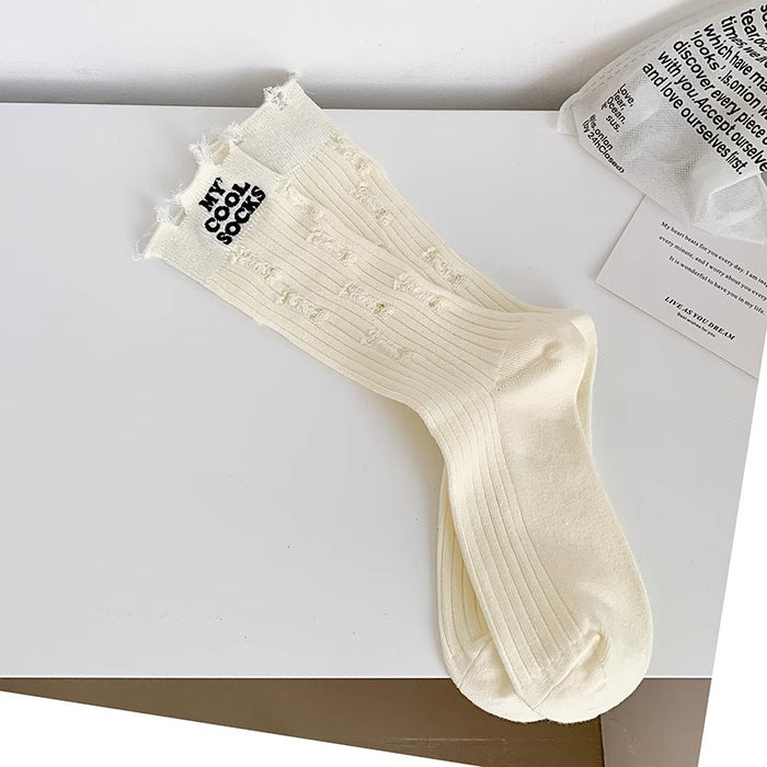 Wholesale Thin solid color cotton street style long socks pile socks