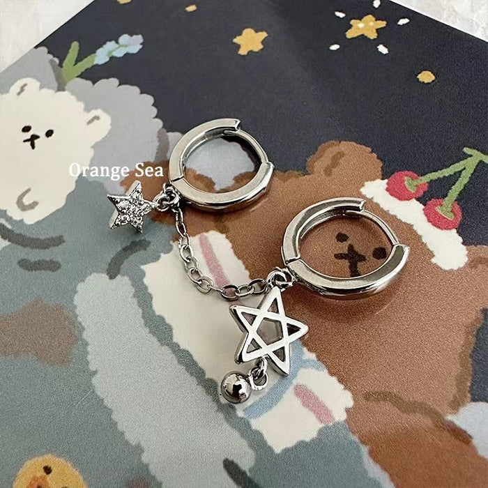 Wholesale Star Chain Double Ear Holes Ear Ring Stacked with Tassel Integrated Five-pointed Star