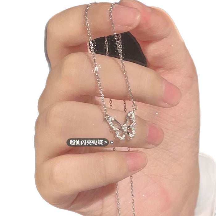 Wholesale Niche Design Hollow Butterfly Necklace Daily Wear Fashion Jewelry Accessory