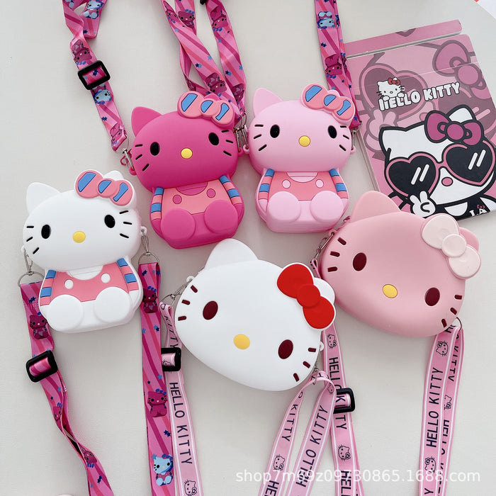 Wholesale Cartoon children's silicone coin purse hanging neck cute