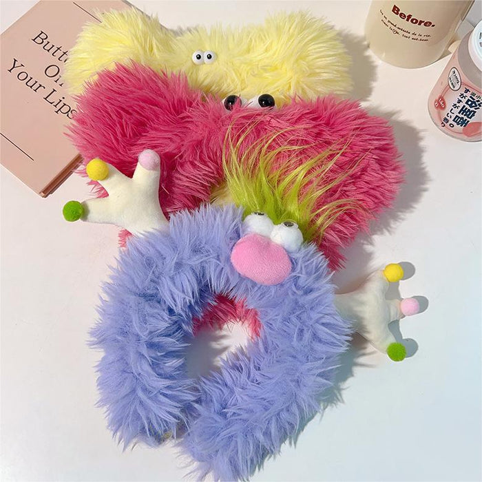 Wholesale Long Hair Weird Plush Ugly Doll Big Headband Funny Cute Ear Headband Hair Accessories JDC-HD-Shuy007