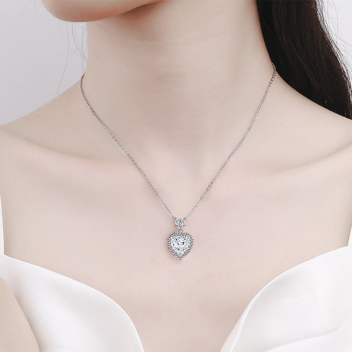Wholesale Copper Heart Pendant Necklace Diamond Cut Padparadscha Style Fashion Accessory Gift