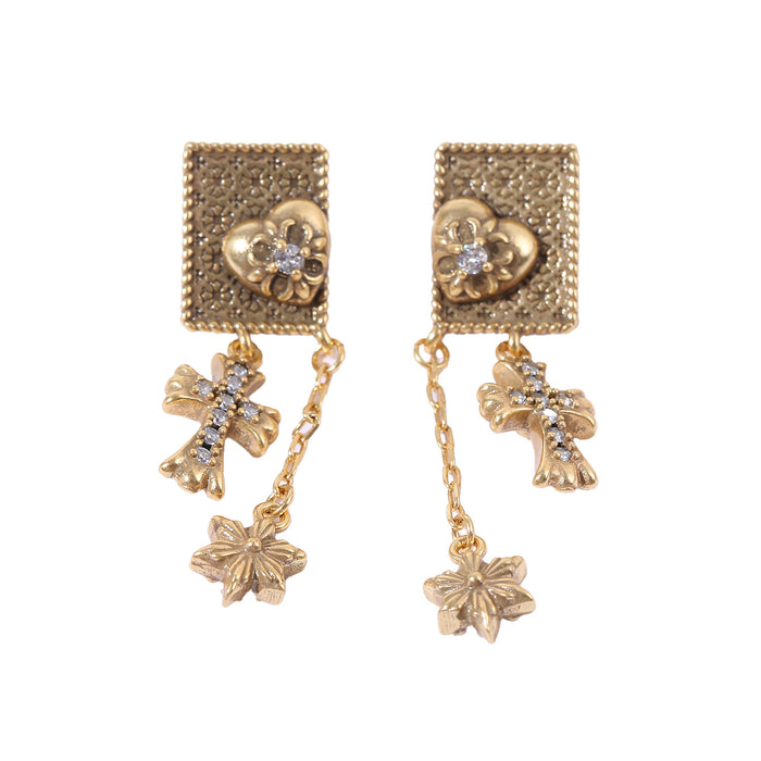 Wholesale Diamond cross earrings,  all-match tassel earrings