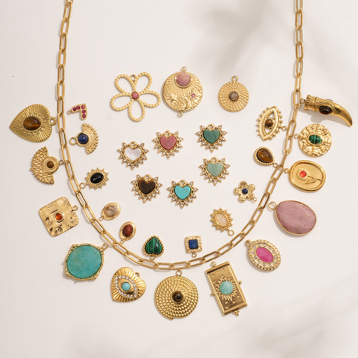 Wholesale Fashion and personalized stainless steel pendant Devil's Eye natural stone heart pendant wholesale