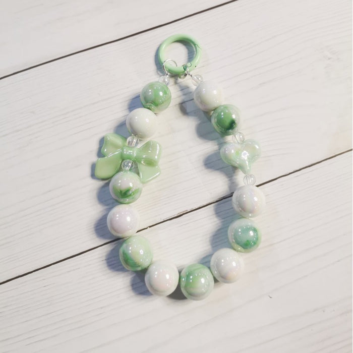 Wholesale Electroplated beaded bow car key chain mobile phone pendant