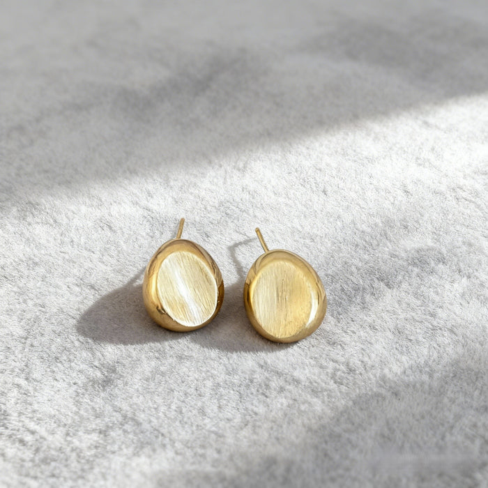 Wholesale Small golden bean earrings,  irregular round earrings