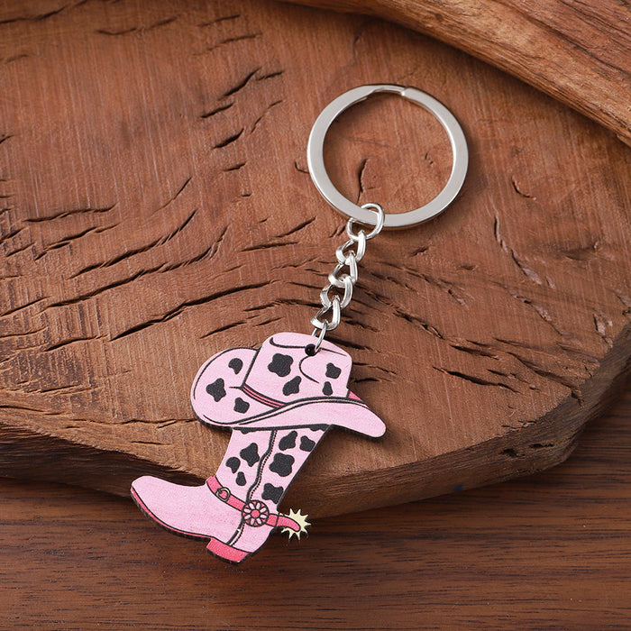 Wholesale Western Keychain Wooden Pendant