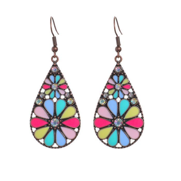 Wholesale Zinc Alloy Bohemian Drop Earrings with Rhinestone for Party Wear Boutique Resale MOQ≥2