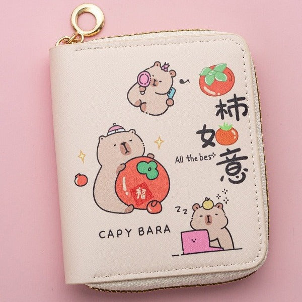 Wholesale Cute Cartoon Short PU Capi Bara Children Student Simple Coin Purse Card Holder Wallet JDC-WT-QT003