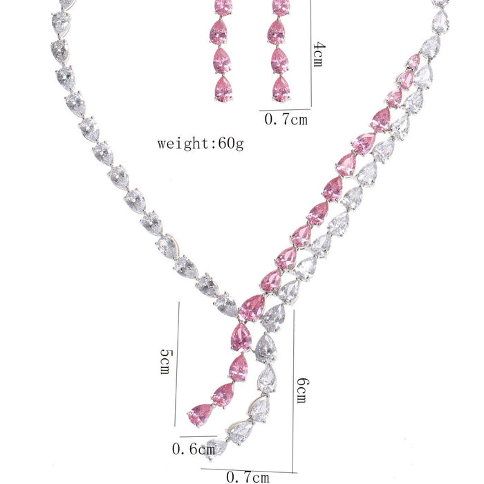 Wholesale Zircon Necklace Earrings suit Bridal Wedding Dress Jewelry First Jewelry Women' s Water Drops Accessories