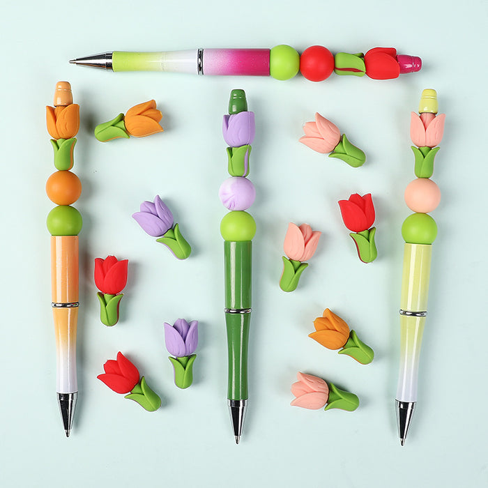 Wholesale 20pcs Flower silicone beads beaded jewelry accessories three-dimensional tulip glue beads