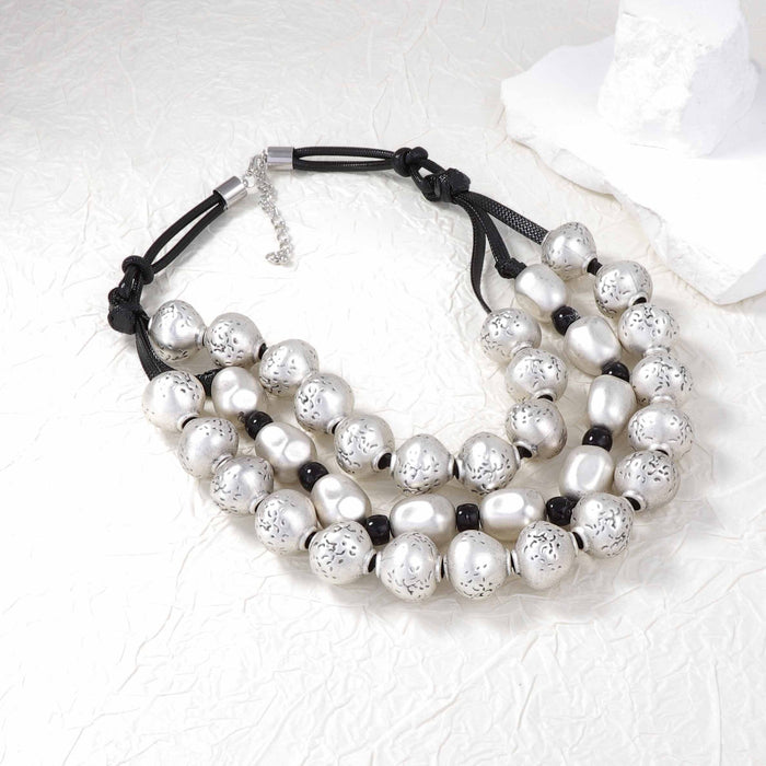 Wholesale three-layer golden beads handmade rope necklace style