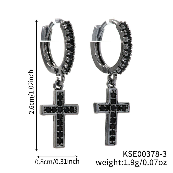 Wholesale Cross inlaid zirconia earrings, classic ear buckles, zirconia earrings, temperament earrings