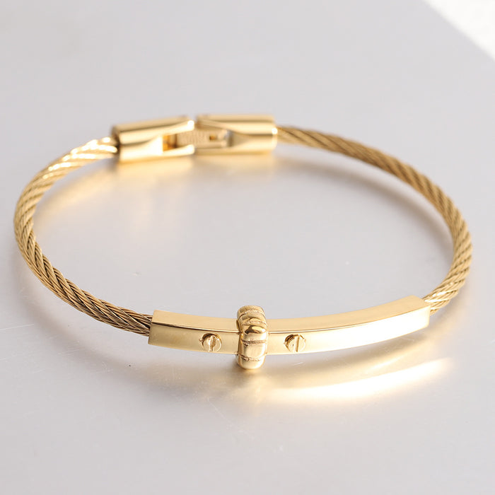 Wholesale Cross border Simple and Versatile Titanium Steel Circular 3MM Cable Bracelet Fashion Steel Wire Bracelet