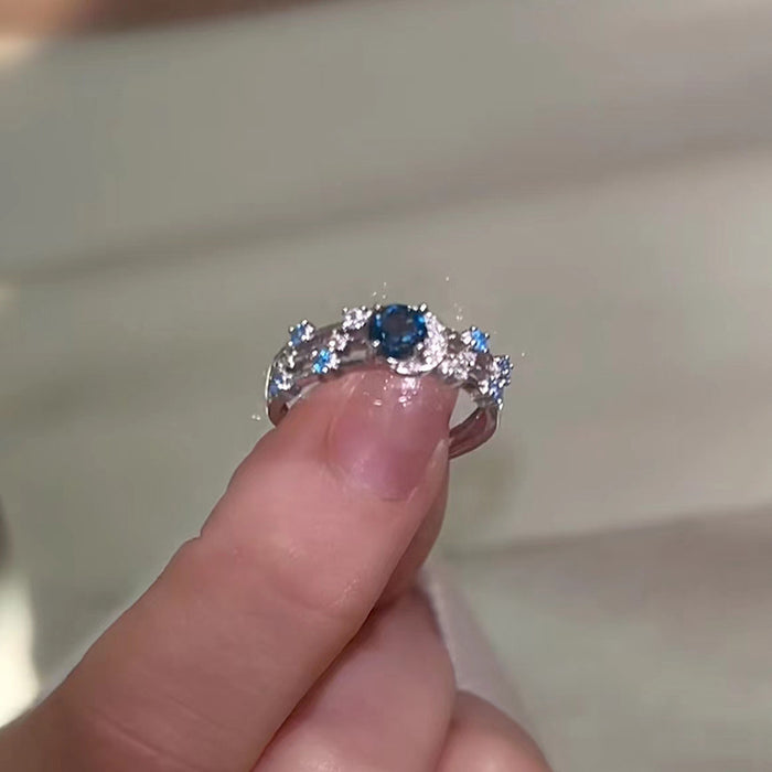 Wholesale blue zircon ring personality ring jewelry