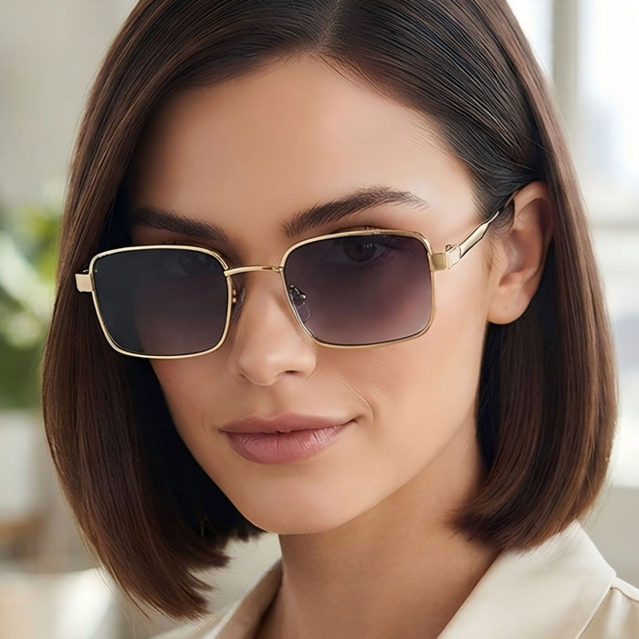 Wholesale Metal Cat-Eye Retro Square Sunglasses Gold Frame Gray Lenses UV400 for Women Party Outdoor Driving
