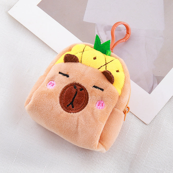 Wholesale Fruit Capibala Cartoon Wallet Plush Doll Earphones Data Cable Storage Bag Coin Pack JDC-WT-XG001