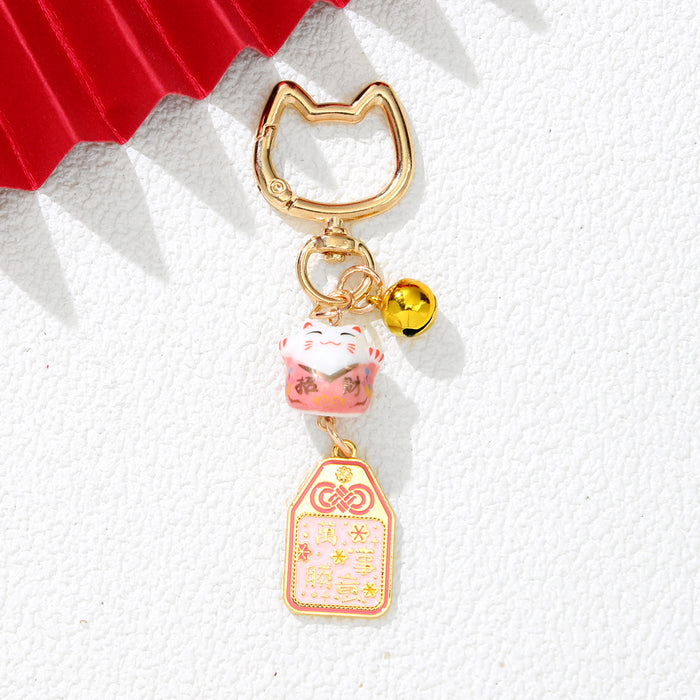 Wholesale Ceramic Lucky Cat Keychain Cute Decorative Accessory for Gift Boutique Resale MOQ≥2