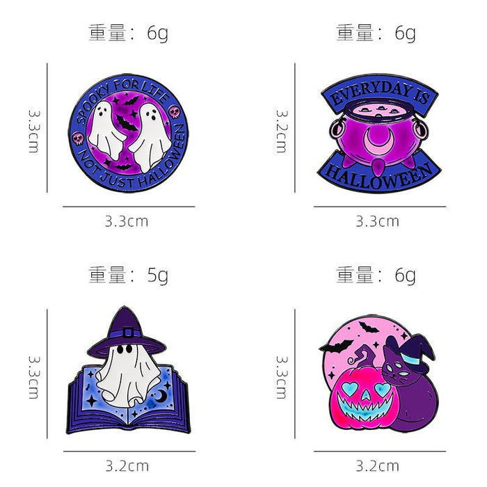 Wholesale Alloy Brooch With Baking Paint Rhinestone Dark Series Ghost Pumpkin Demon Cartoon Design Trendy Gift