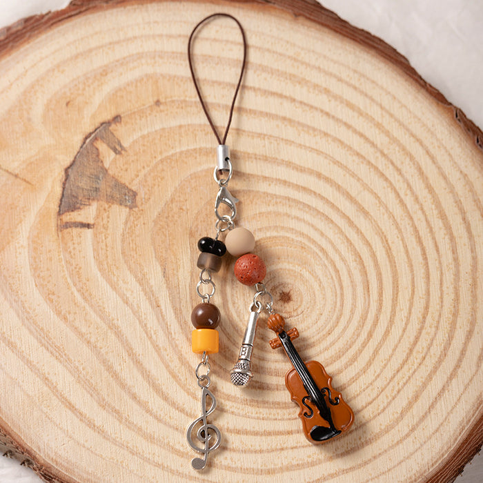 Wholesale Violin Beaded Mobile Phone Chain Decoration Pendant Bag Pendant Key Chain