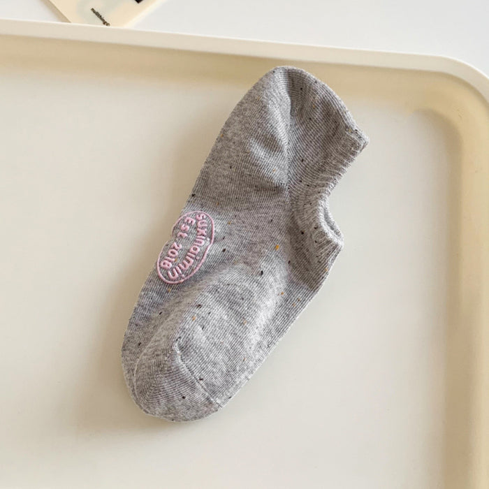 Wholesale Socks children shallow mouth invisible socks with letters on the soles of the feet silicone anti slip