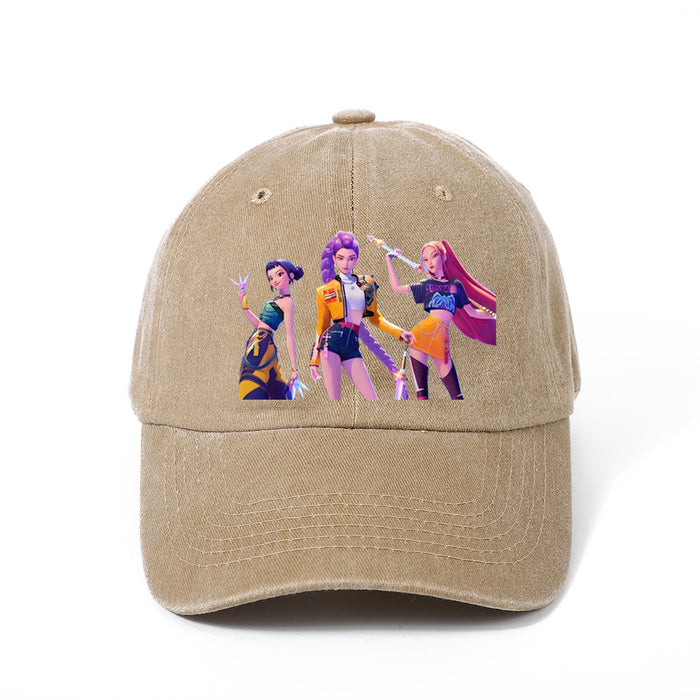 Wholesale Kpop cartoon character washed baseball cap