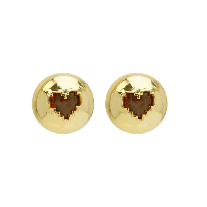 Wholesale 2PCS 18K Gold Brass Mosaic Love Earrings JDC-ES-BaiYi028