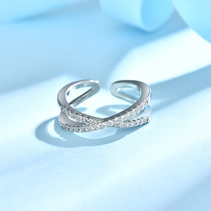 Wholesale Exquisite zircon inlaid open ring with simple temperament, niche ring accessory