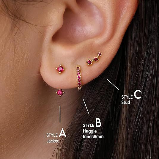 Wholesale Fashion and versatile accessories, copper inlaid with colorful zircon earrings, elegant temperament, perforated earrings