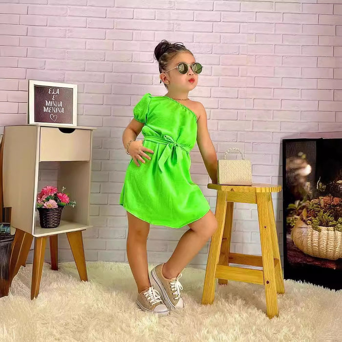 Wholesale Off-shoulder Puff Sleeve Children's Dress JDC-CTS-YaYaMi029