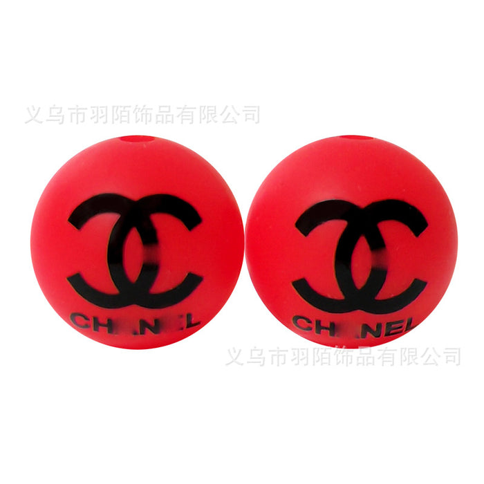 Wholesale 20PCS Round Printed Silicone Beads JDC-BDS-YuMo015