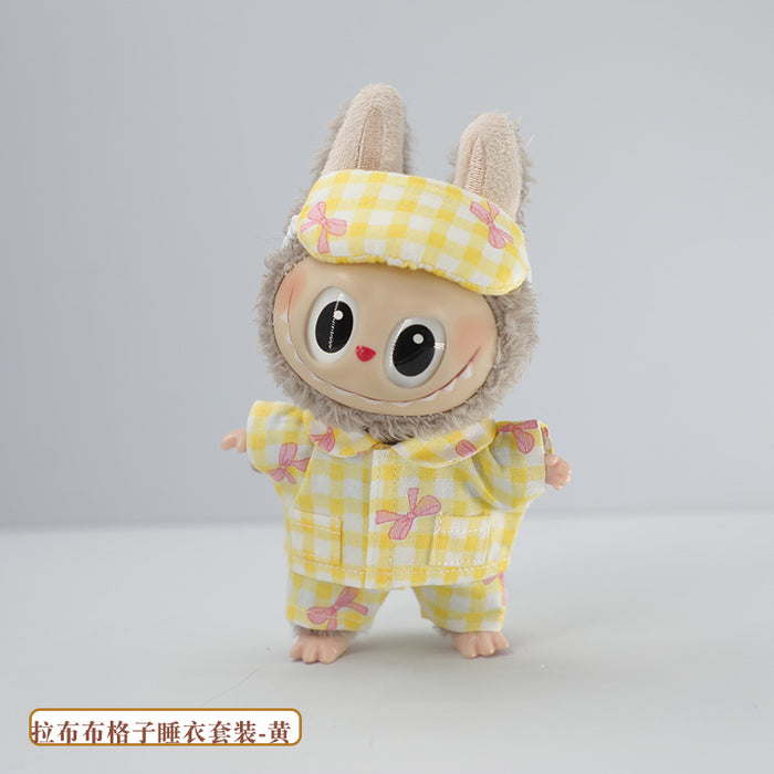 Wholesale Pajamas Set Pendant Doll Cute Plaid Eye Mask Baby Clothes  Replaceable Clothes