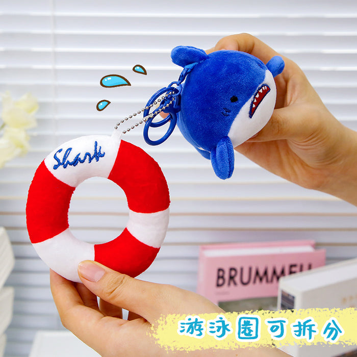 Wholesale Cute Little Shark Pull String Pendant Happy Penguin Keychain Plush Toy Bag Pendant Gift