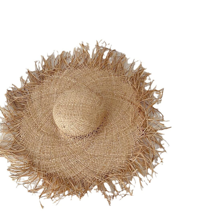 Wholesale Children's Straw Hat Large Eave Lafitte Broken Edge Breathable Sunshade Hat
