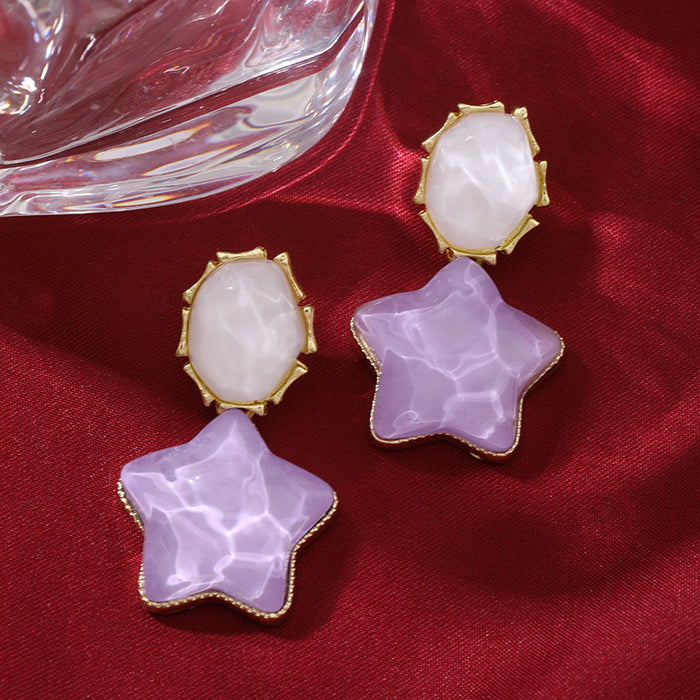 Wholesale Blue contrasting water ripple retro five-pointed star unique personality