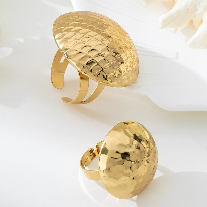 Wholesale Vintage geometric minimalist wave texture ring jewelry set, niche high-end gift