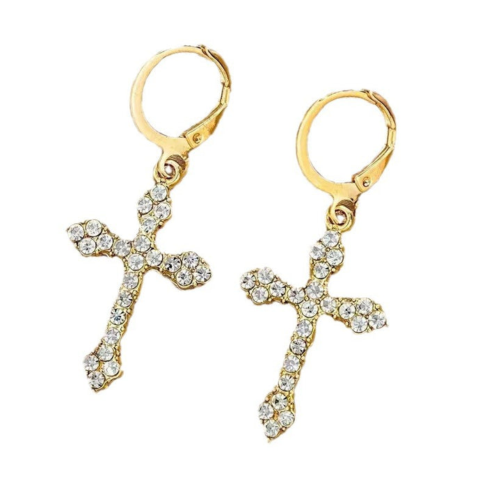Wholesale Specially designed for niche earrings and earrings, light luxury ear buckle earrings, high-end cross earrings