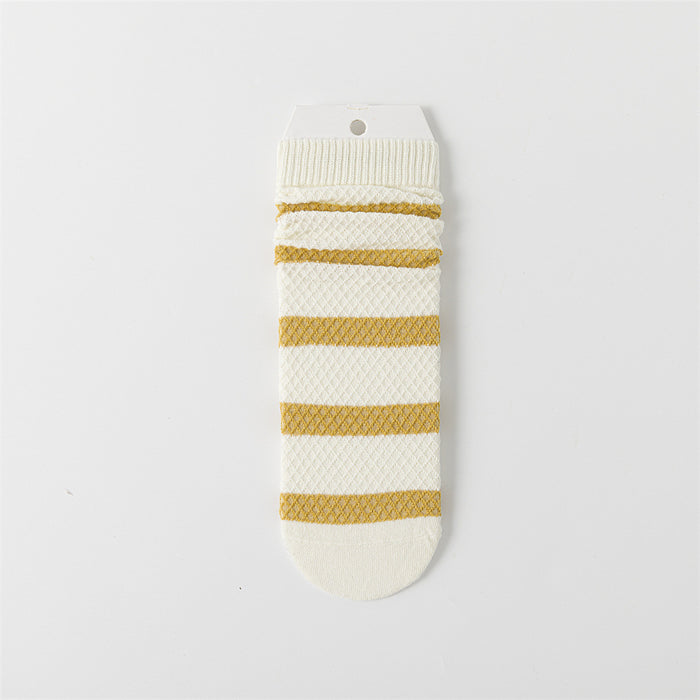 Wholesale Socks, striped socks, mid length socks, thin cut hollow socks
