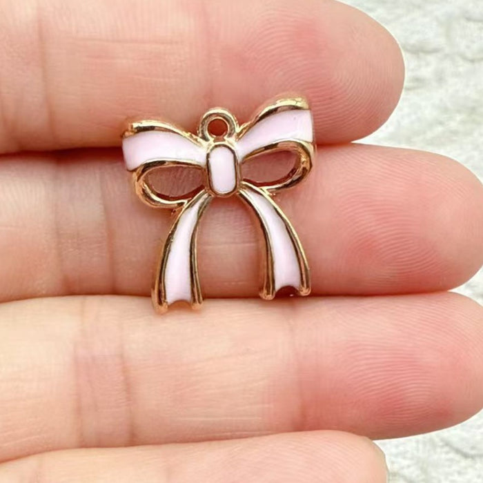 Wholesale 10pcs 3D Bow Tie DIY Alloy Enamel Accessories Keychain Necklace Pendantace Pendant